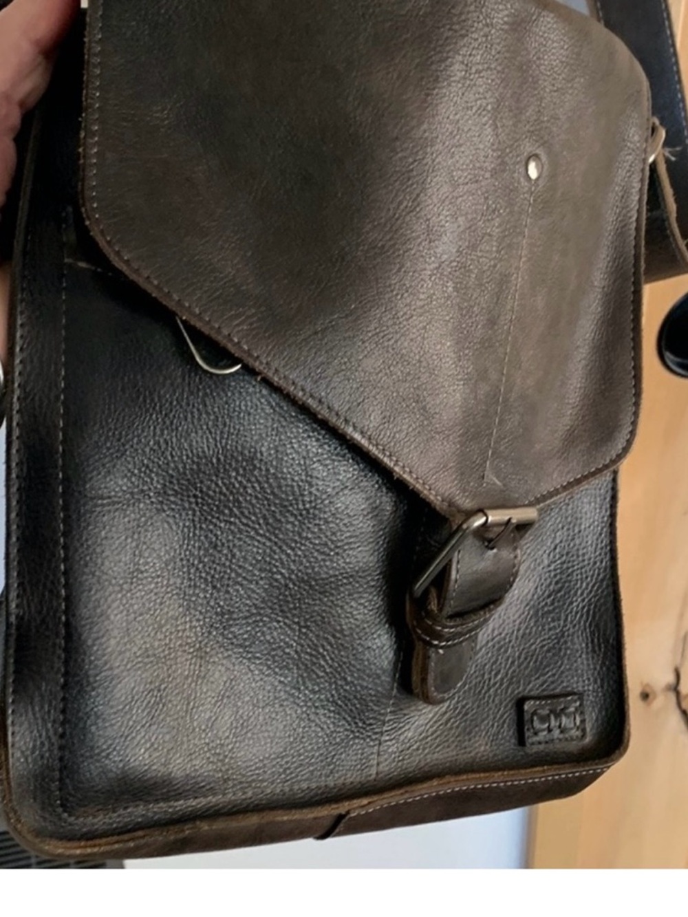 Women’s Leather Two-Tone Black and Brown Messenger Bag